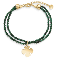 Подвійний браслет з намистин малахіту з підвіскою «Хрест Августина»