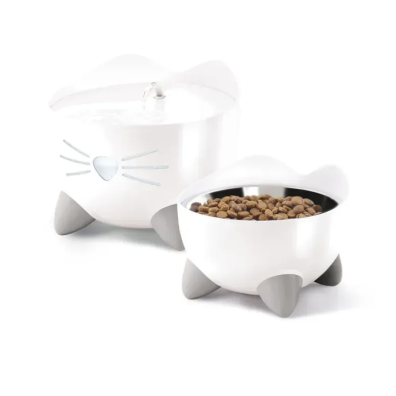 Catit Pixi набір поїлка-фонтан 2 л + миска пластикова для котів 200 мл - білий Catit Pixi набір поїлка-фонтан 2 л + миска пластикова для котів 200 мл - білий